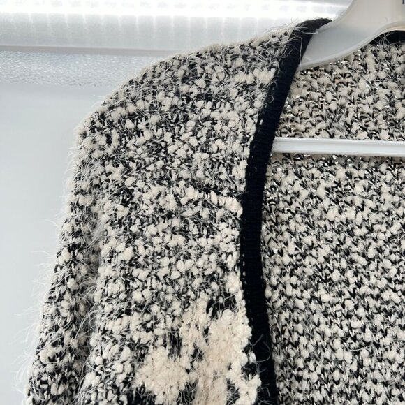 Leshop Women's Knit Cardigan Open Front Nubbed Black/Cream Size M/L - Picture 5 of 9